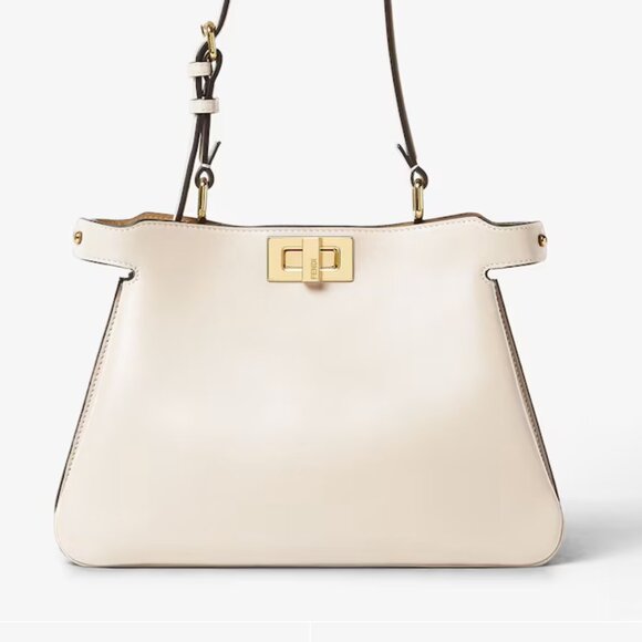 Fendi Handbags - Fendi Cream Peekaboo Camellia Leather Bag